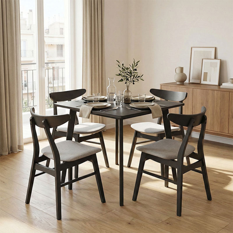 Tραπεζαρία Benson - Orlean σετ 5τμχ rustic grey - ύφασμα γκρι 80x80x75εκ