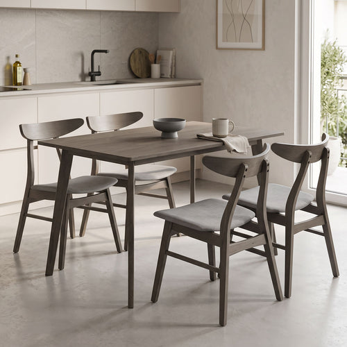 Tραπεζαρία Benson - Orlean σετ 5τμχ rustic grey-ύφασμα γκρι 120x75x75εκ