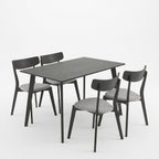 Tραπεζαρία Benson - Toto σετ 5τμχ rustic grey - ύφασμα γκρι 120x75x75εκ