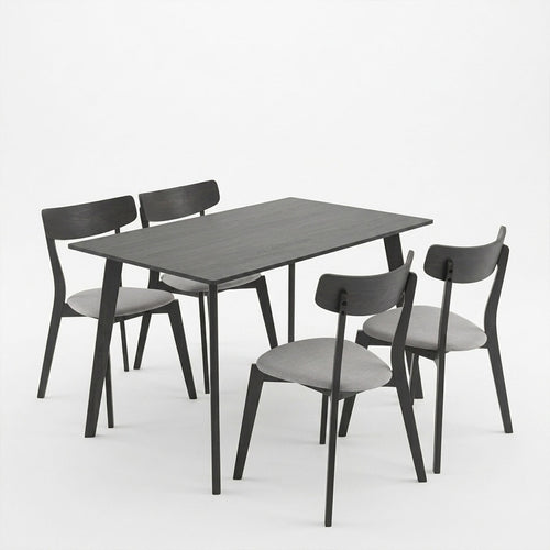 Tραπεζαρία Benson - Toto σετ 5τμχ rustic grey - ύφασμα γκρι 120x75x75εκ