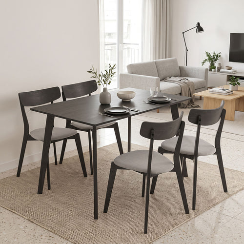 Tραπεζαρία Benson - Toto σετ 5τμχ rustic grey - ύφασμα γκρι 120x75x75εκ