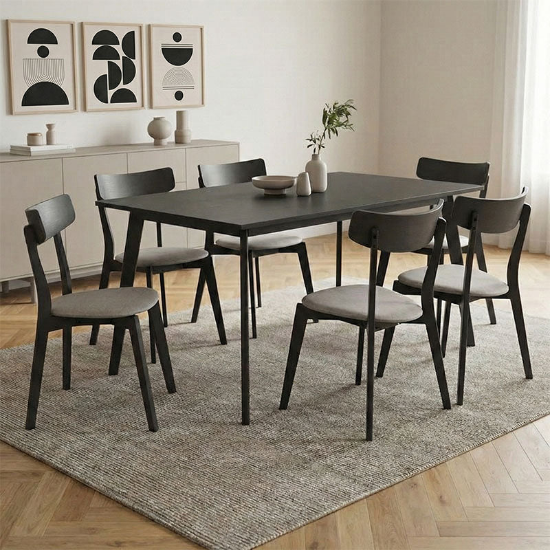 Tραπεζαρία Benson - Toto σετ 7τμχ rustic grey - ύφασμα γκρι 150x90x75εκ