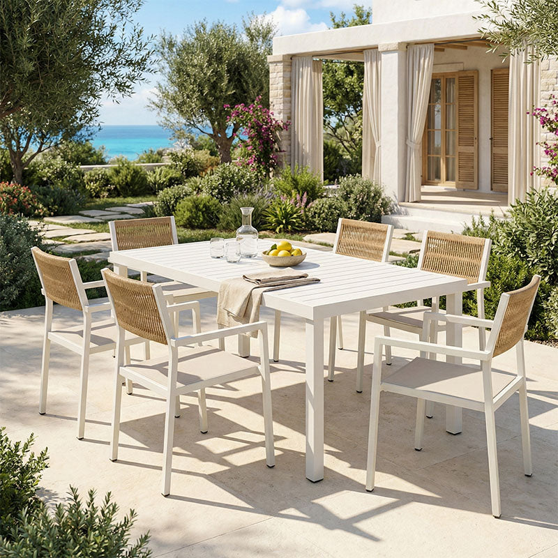 Τραπεζαρία Kliton - Savor σετ 7τεμ αλουμίνιο σε λευκή απόχρωση 150x80x74εκ