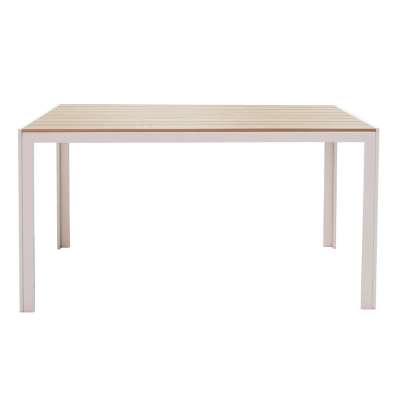 Τραπεζαρία Nares-Norture A σετ 5τεμ λευκό αλουμίνιο και plywood σε φυσική απόχρωση 140x80x72.5εκ