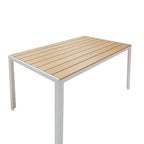 Τραπεζαρία Nares-Norture A σετ 5τεμ λευκό αλουμίνιο και plywood σε φυσική απόχρωση 140x80x72.5εκ