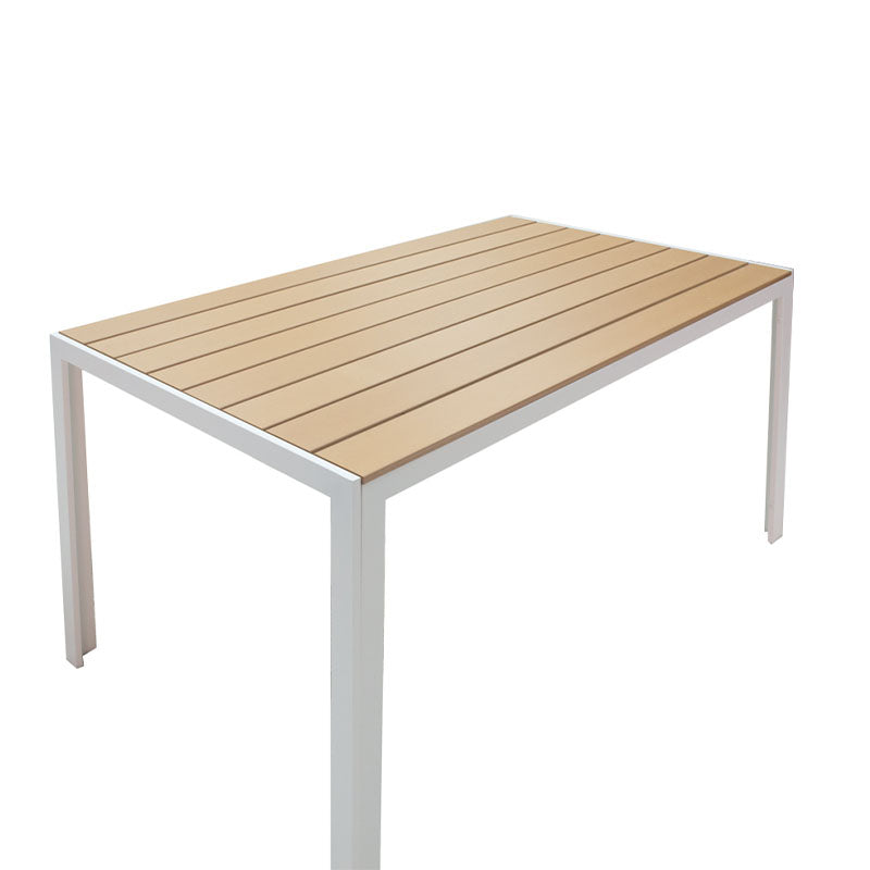 Τραπεζαρία Nares-Norture A σετ 5τεμ λευκό αλουμίνιο και plywood σε φυσική απόχρωση 140x80x72.5εκ