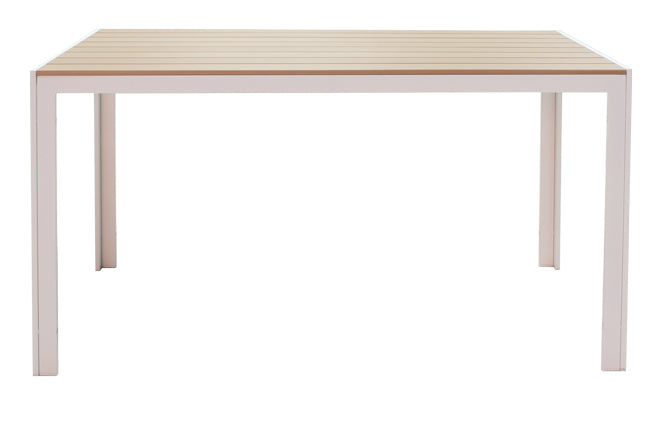 Τραπεζαρία Nares-Raven A σετ 5τεμ λευκό αλουμίνιο και plywood σε φυσική απόχρωση 140x80x72.5εκ