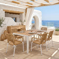 Τραπεζαρία Nares-Norture B σετ 7τεμ λευκό αλουμίνιο και plywood σε φυσική απόχρωση 180x90x72.5εκ