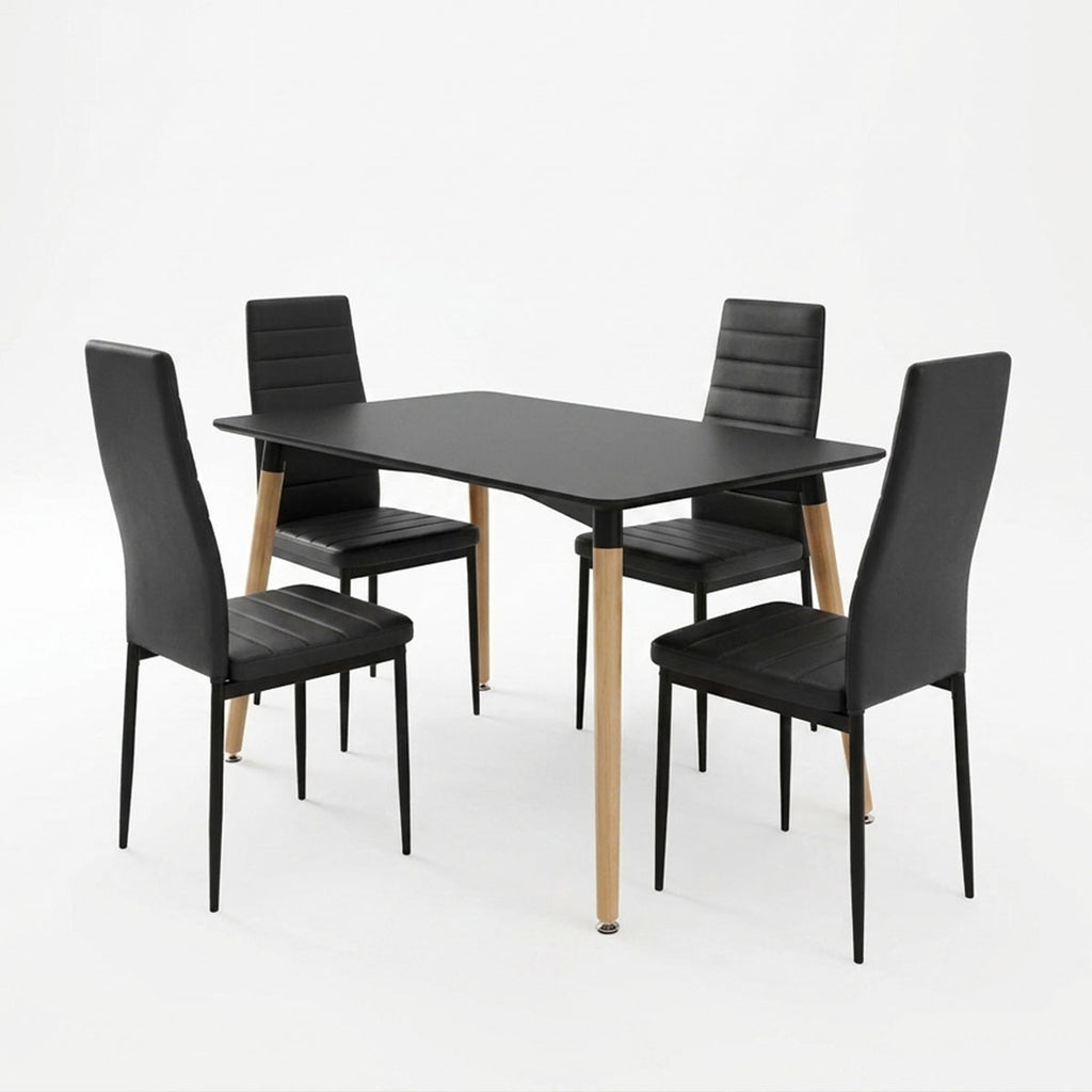 Τραπεζαρία Natali-Parker σετ 5τεμ mdf σε μαύρη-φυσική απόχρωση 120x80x76cm