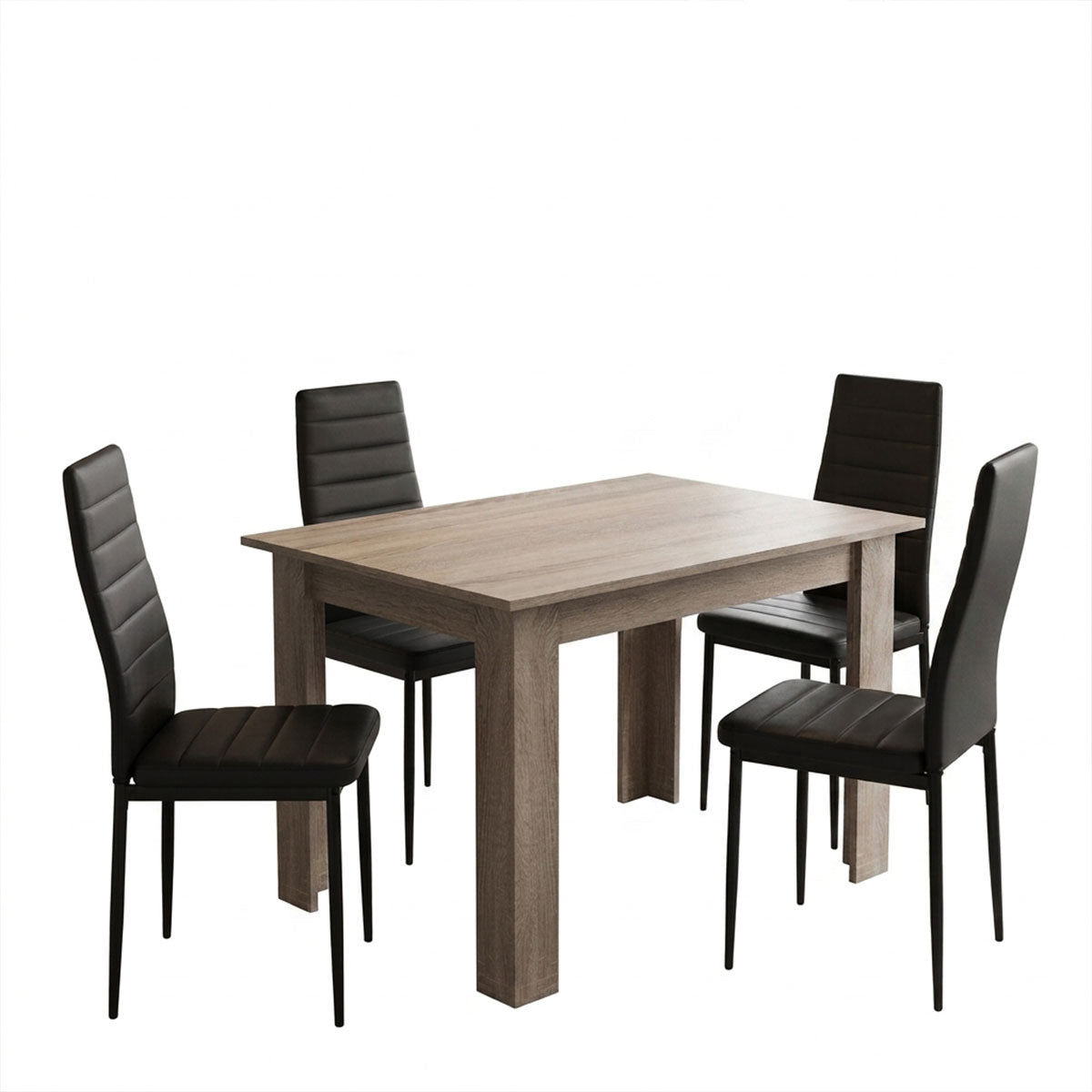 Τραπεζαρία Manka-Parker σετ 5τεμ mdf σε μαύρη-sonoma truffle απόχρωση 110x80x77εκ