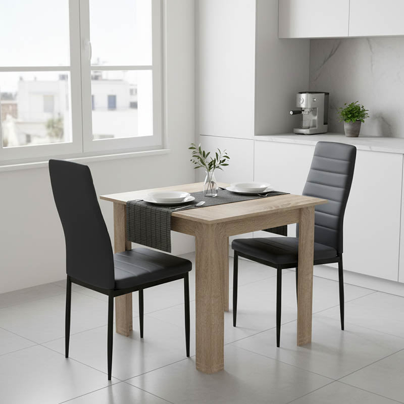 Τραπεζαρία Manka-Parker σετ 3τεμ mdf σε μαύρη-sonoma απόχρωση 80x80x77εκ