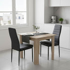 Τραπεζαρία Manka-Parker σετ 3τεμ mdf σε μαύρη-sonoma απόχρωση 80x80x77εκ