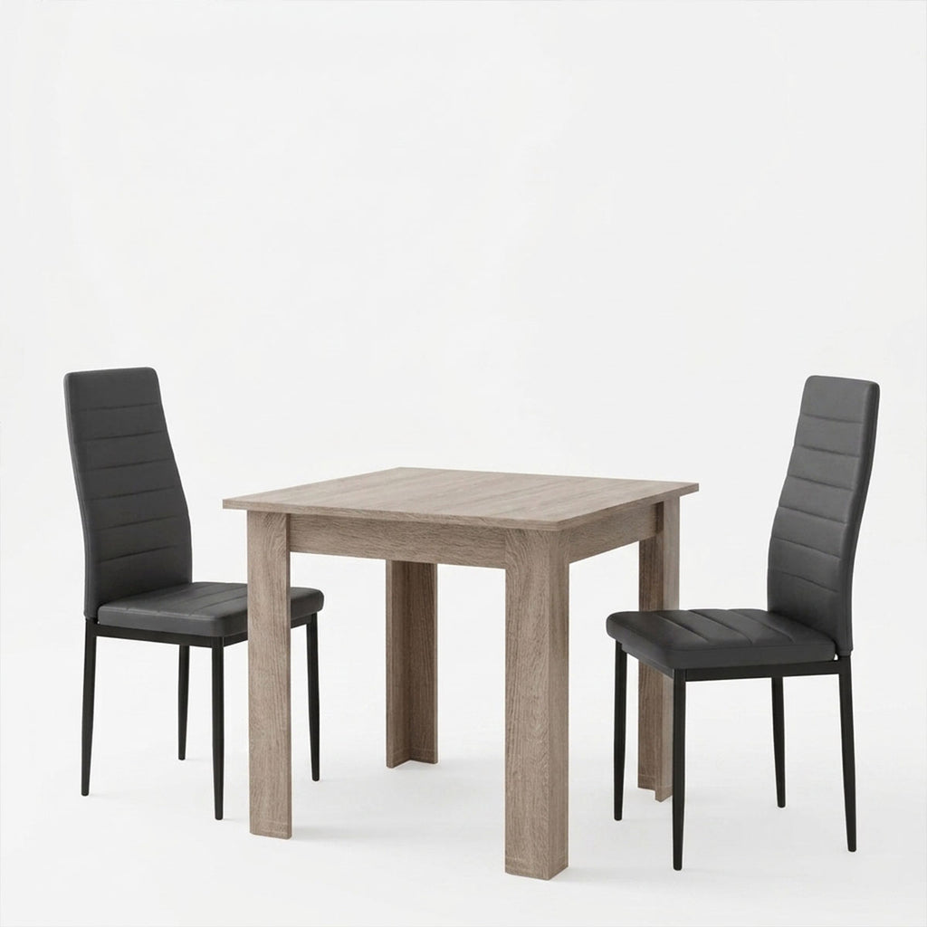 Τραπεζαρία Manka-Parker σετ 3τεμ mdf σε μαύρη-sonoma truffle απόχρωση 80x80x77εκ