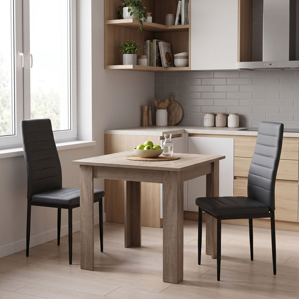 Τραπεζαρία Manka-Parker σετ 3τεμ mdf σε μαύρη-sonoma truffle απόχρωση 80x80x77εκ