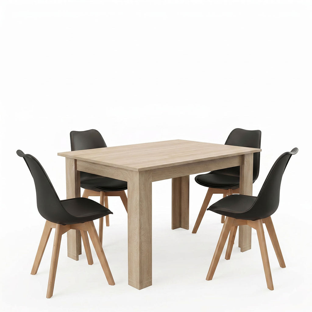 Τραπεζαρία Manka-Gaston σετ 5τεμ σε sonoma-μαύρη απόχρωση 110x80x77εκ