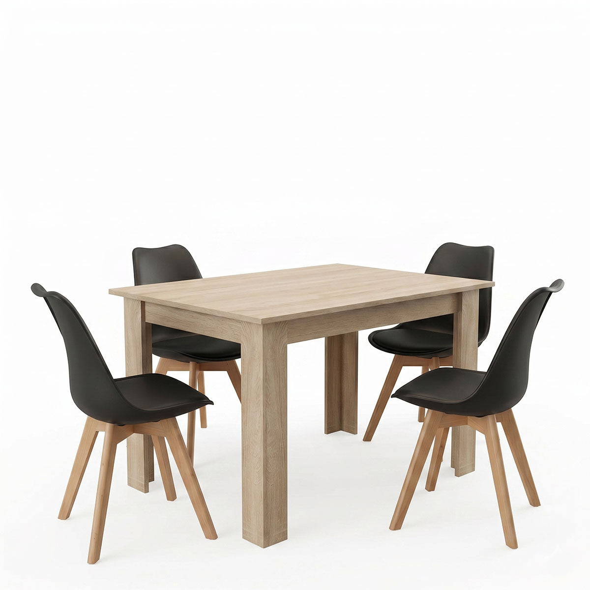 Τραπεζαρία Manka-Gaston σετ 5τεμ σε sonoma-μαύρη απόχρωση 110x80x77εκ