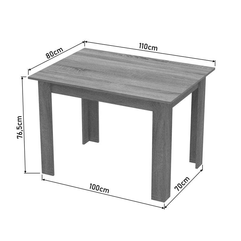 Τραπεζαρία Manka-Gaston σετ 5τεμ σε sonoma-μαύρη απόχρωση 110x80x77εκ