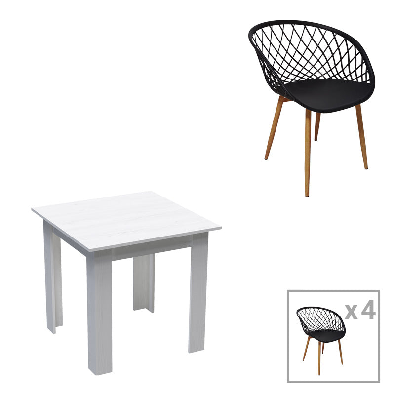 Τραπεζαρία Manka-Ezra σετ 5τεμ σε λευκή απόχρωση 80x80x77εκ