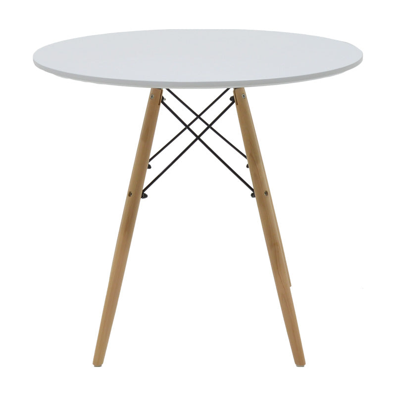 Τραπεζαρία Julita-Gaston σετ 5τεμ MDF και ξύλο οξιάς σε λευκή-φυσική απόχρωση Φ80x73εκ