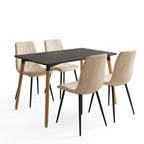 Τραπεζαρία Natali-Noor σετ 5τεμ MDF λευκό-μπεζ-μαύρο 120x80x76εκ