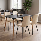 Τραπεζαρία Natali-Noor σετ 5τεμ MDF λευκό-μπεζ-μαύρο 120x80x76εκ