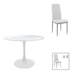 Τραπεζαρία Balou-Parker σετ 5τεμ λευκό Φ120x73εκ