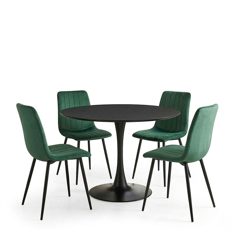 Τραπεζαρία Balou-Noor σετ 5τεμ MDF μαύρο-κυπαρισσι Φ120x73εκ