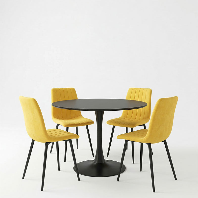 Τραπεζαρία Balou-Noor σετ 5τεμ MDF μαύρο-κίτρινο Φ120x73εκ