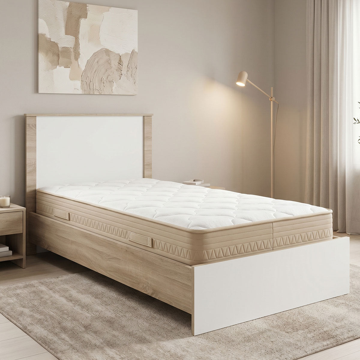 Κρεβάτι με στρώμα Athos Sleepy sonoma λευκό 90x190εκ