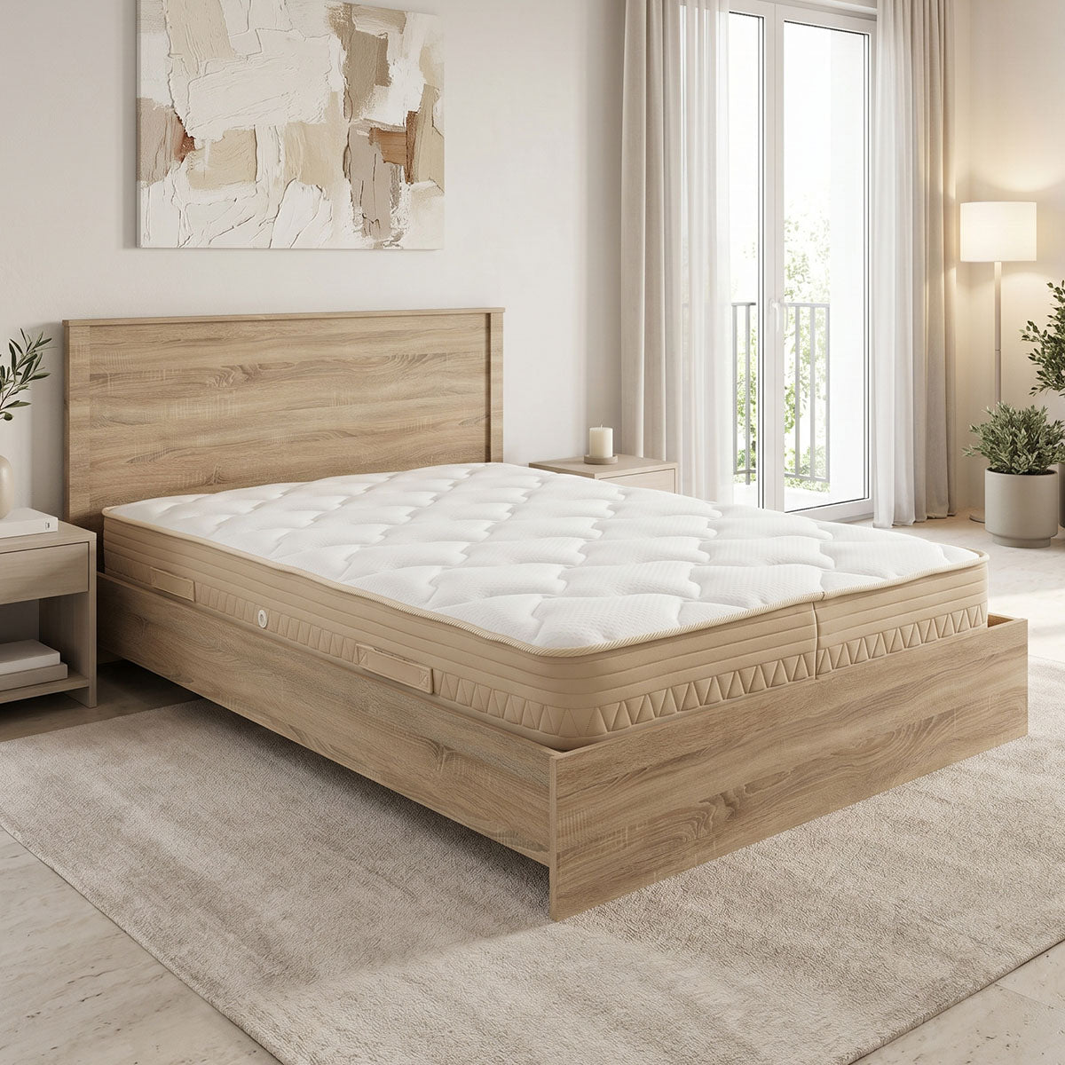 Κρεβάτι με στρώμα Athos Sleepy sonoma 160x200εκ