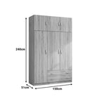 Ντουλάπα τρίφυλλη με πατάρι Alvia λευκό 150x51x240εκ