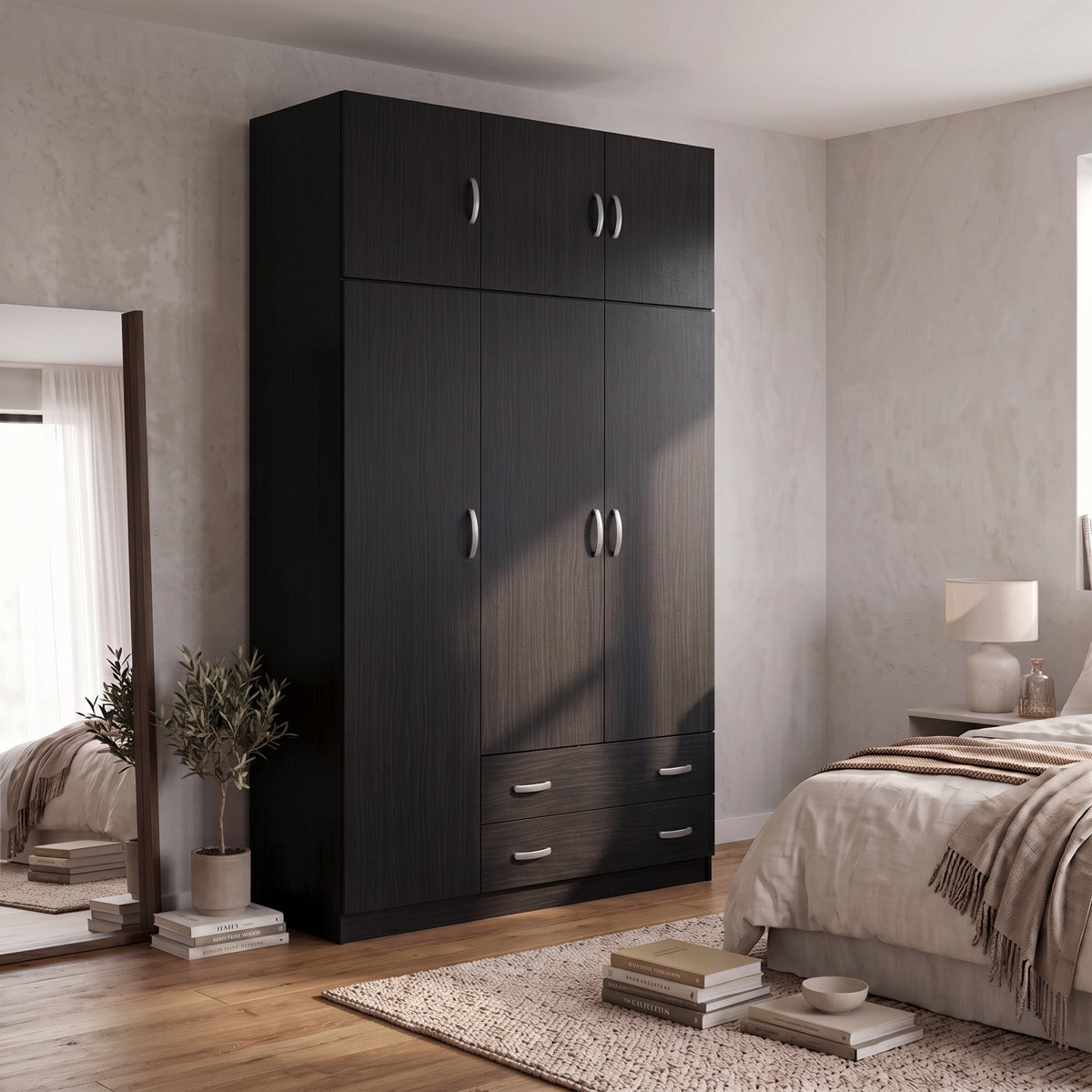 Ντουλάπα τρίφυλλη με πατάρι Alvia wenge 150x51x240εκ