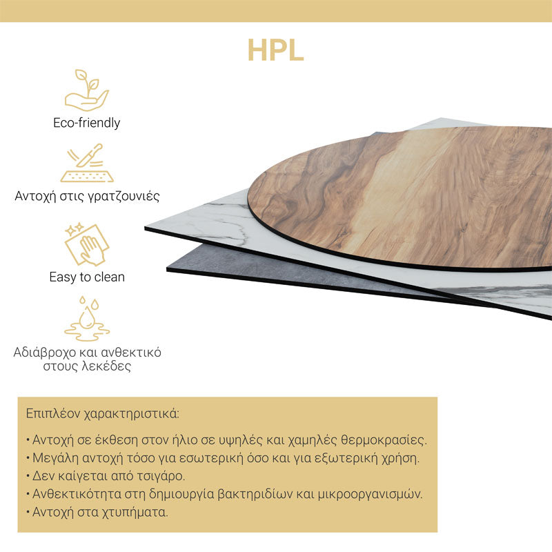 Επιφάνεια τραπεζιού Portico HPL wenge Φ60εκ πάχους 12mm