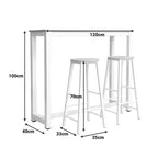 Σετ τραπέζι μπαρ Marle 3τμχ φυσικό-λευκό πόδι 120x40x100εκ
