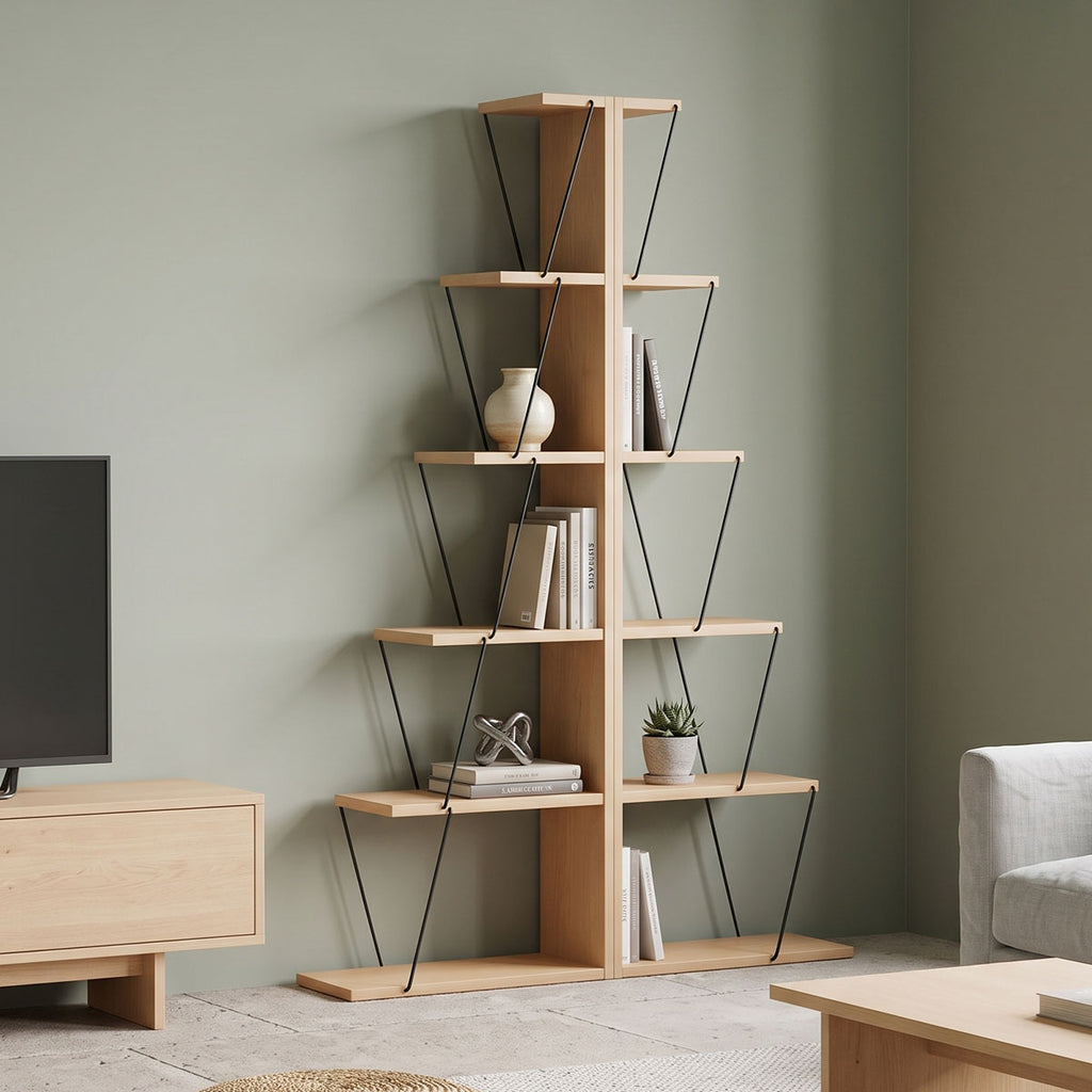 Βιβλιοθήκη mini Tars sonoma-μαύρο 100x22x150εκ