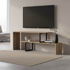 Έπιπλο τηλεόρασης Lilant μελαμίνης sonoma-μαύρο μέταλλο 110-160x30x45εκ