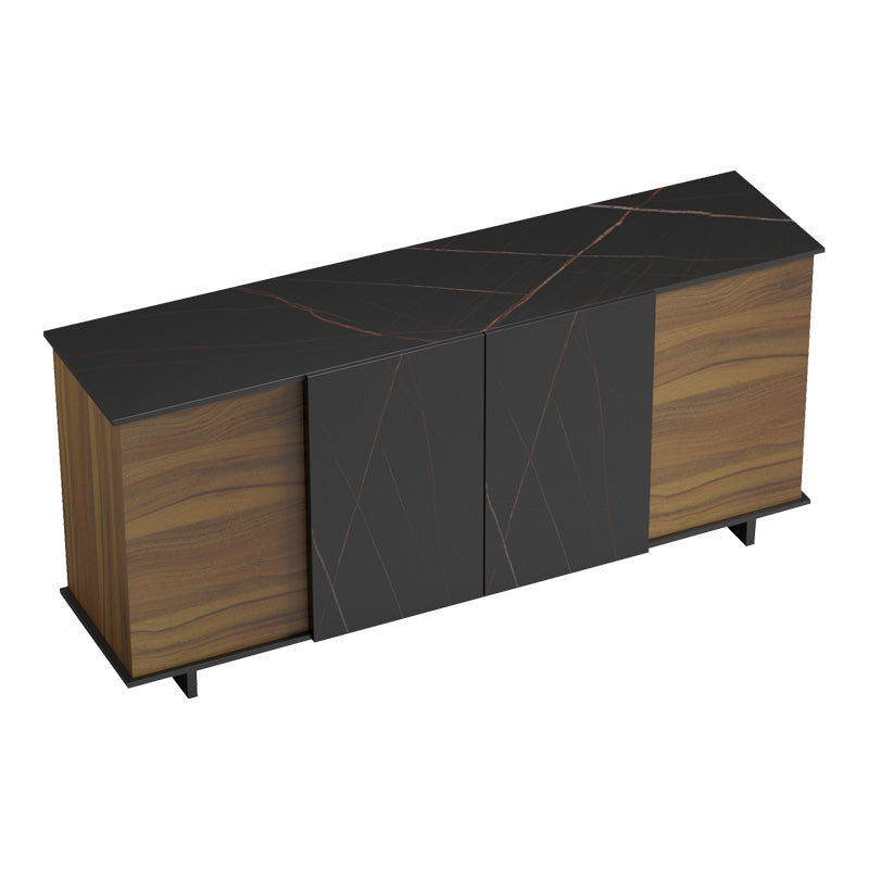 Μπουφές Zafore καρυδί- μαύρο μαρμάρου 180x45x80εκ