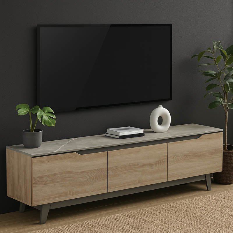 Έπιπλο τηλεόρασης Kasandra μπεζ μαρμάρου-sonoma 180x35x48.5εκ