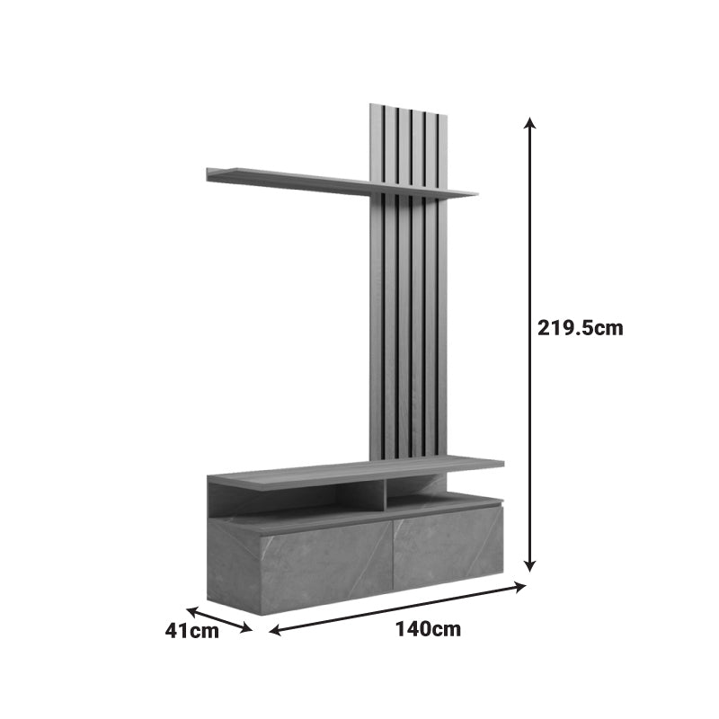 Σύνθετο σαλονιού Perlento σε μαύρο με sonoma απόχρωση 140x41x219.5εκ