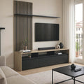 Σύνθετο σαλονιού Delfina σε sonoma με μαύρη απόχρωση 190x40x199.5εκ