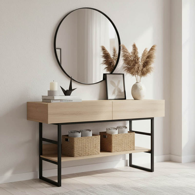 Κονσόλα Vien σε sonoma-μαύρη απόχρωση 139x43x75.5εκ