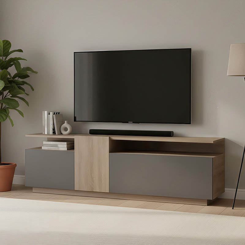 Έπιπλο τηλεόρασης Vendora σε sonoma-ανθρακί απόχρωση 150x29.5x46.3εκ