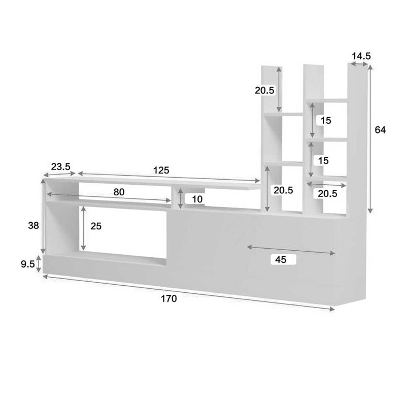 Σύνθετο σαλονιού Seruno sonoma 170x25x100εκ