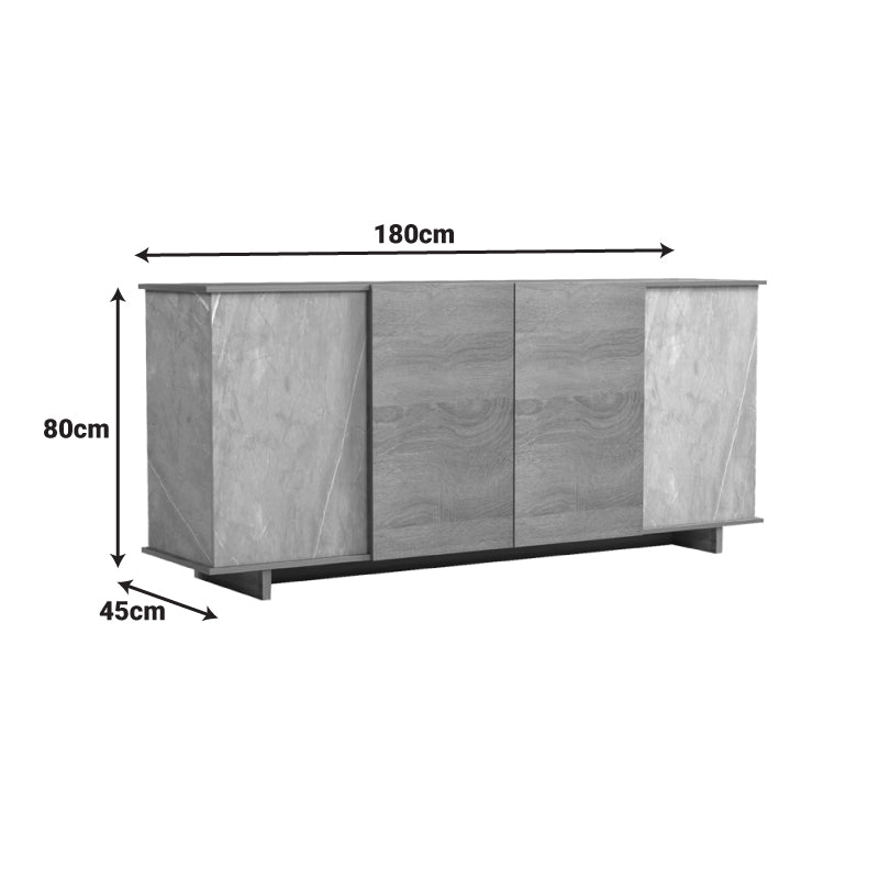 Μπουφές Zafore sonoma - γκρι μπεζ όψη μαρμάρου 180x45x80εκ