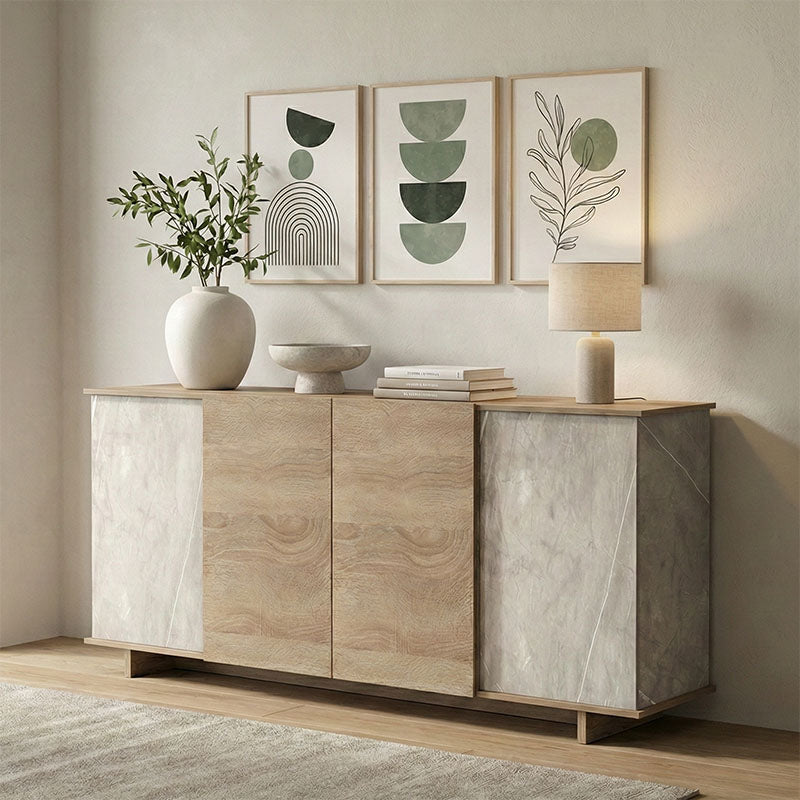 Μπουφές Zafore sonoma - γκρι μπεζ όψη μαρμάρου 180x45x80εκ