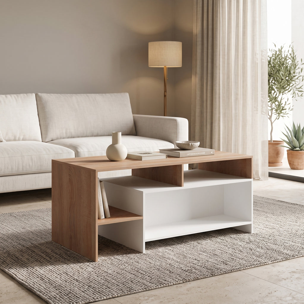 Τραπέζι σαλονιού Consa sonoma - λευκό 120x60x53.6εκ