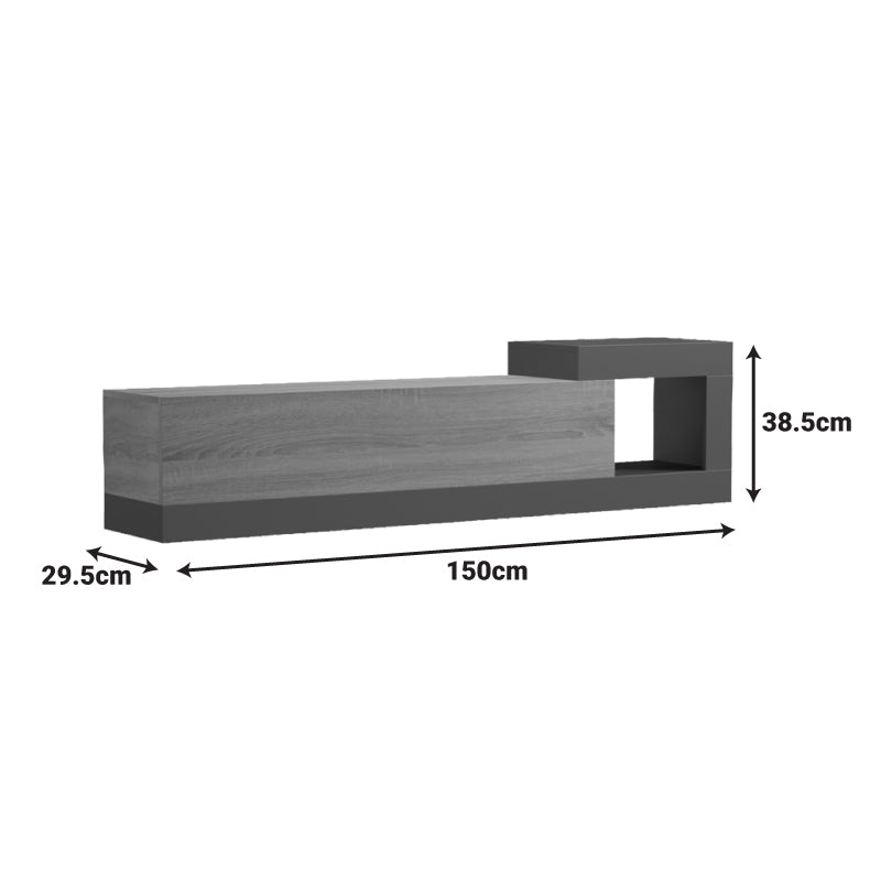 Έπιπλο τηλεόρασης επιτοίχιο Flato sonoma-ανθρακί 150x29.5x38.5εκ