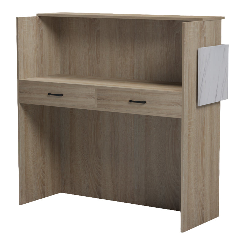 Γραφείο reception Optima με led sonoma-λευκή όψη μαρμάρου 110x40x110εκ
