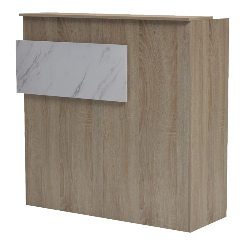 Γραφείο reception Optima με led sonoma-λευκή όψη μαρμάρου 110x40x110εκ