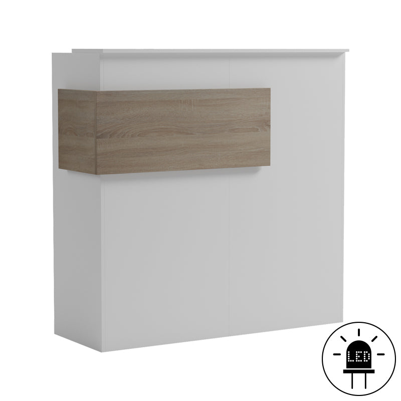 Γραφείο reception Optima με led λευκό-sonoma 110x40x110εκ